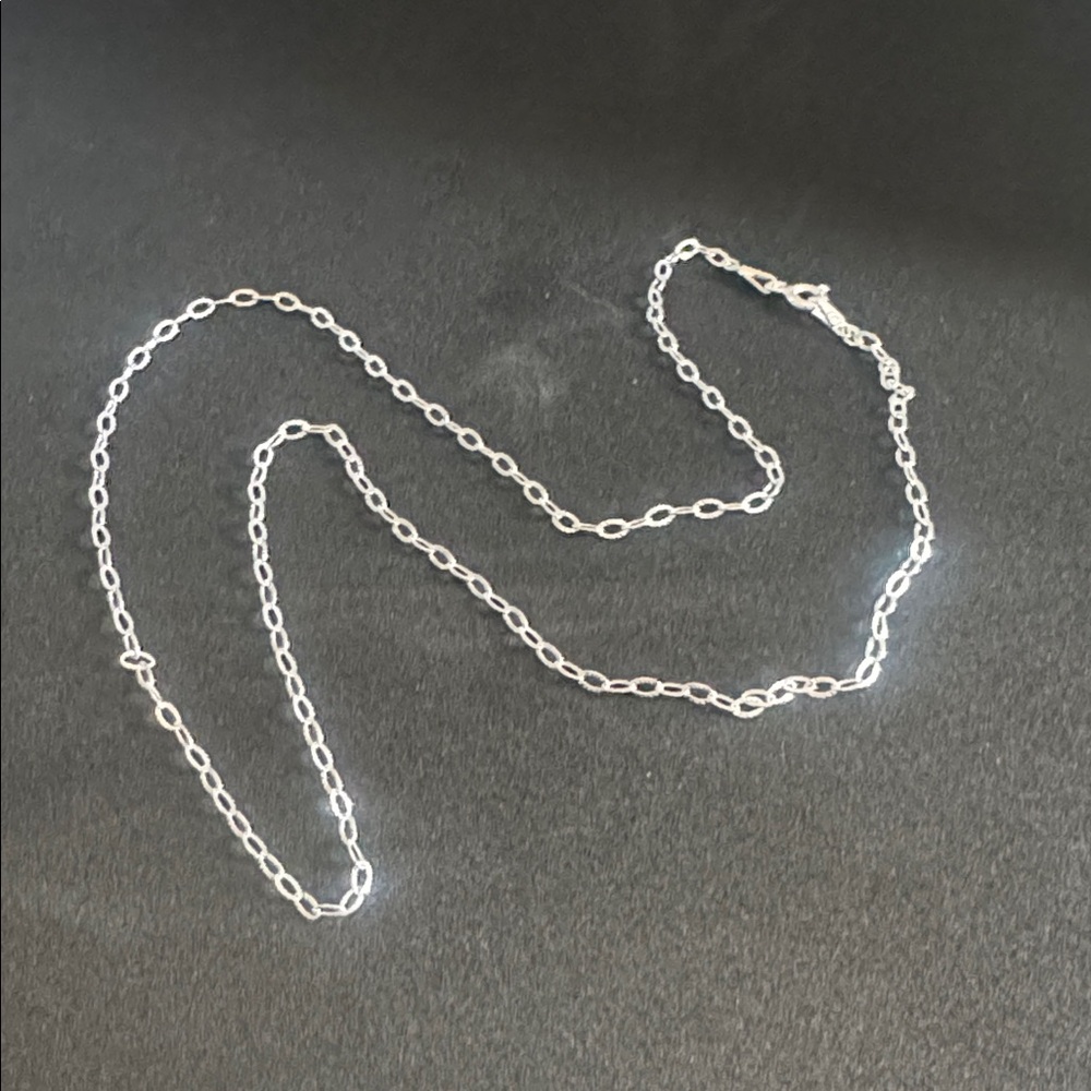 18” .925 Sterling Silver Diamond Cut Paperclip Chain